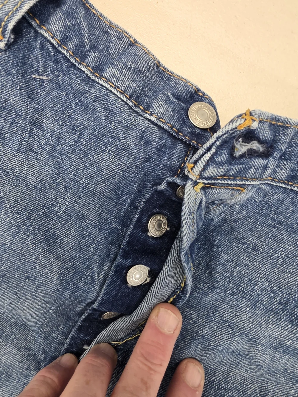 Levis 501 Distressed Original Denim Shorts Button Fly Men's Size 42x9